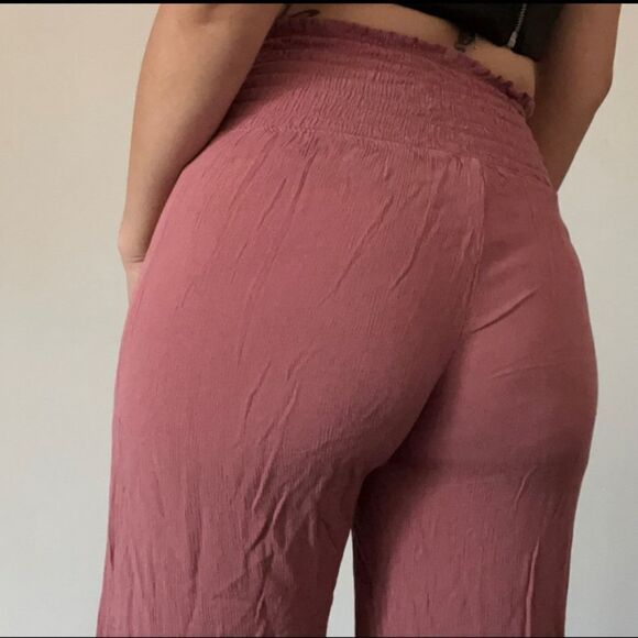 Rewash Wide Leg  Smocked Waist Pants with leg slits dusky pink size L - Picture 13 of 13